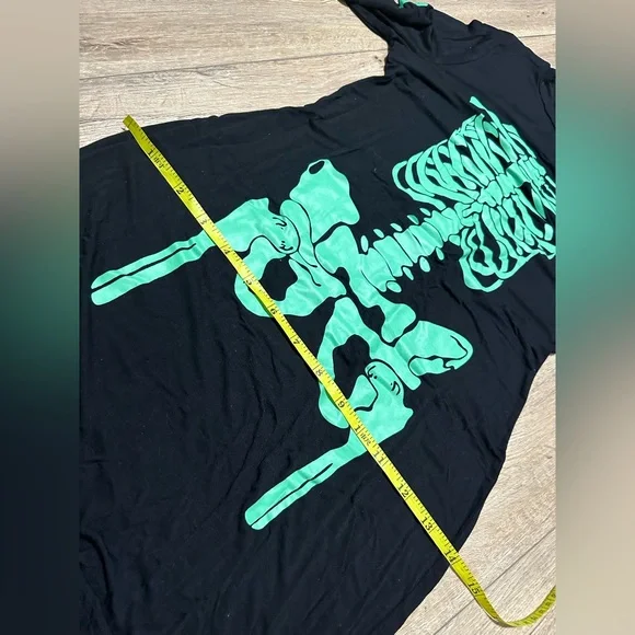 Neon green skeleton bones Bodycon stretchy dress Halloween black light resistant - Picture 8 of 14